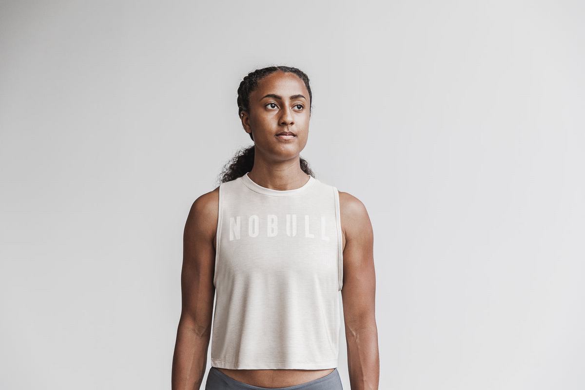 Nobull Muscle Women's Tank Tops Beige | Australia (HC9712)